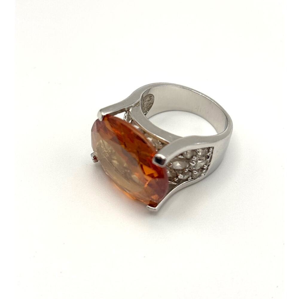 Park Lane Fashion Ring Faceted Oval Topaz CZ Solitaire Women’s Ring Size 6